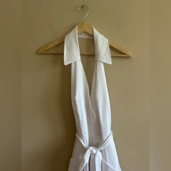 MILLY | Elegant White Halter Dress, Collared, Hi-Low, Fashion Week 2016, Size 6 - Picture 10 of 12